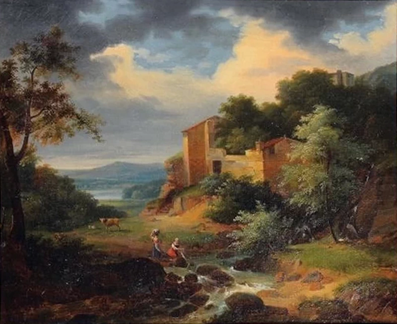 Paesaggio con figure e architeture